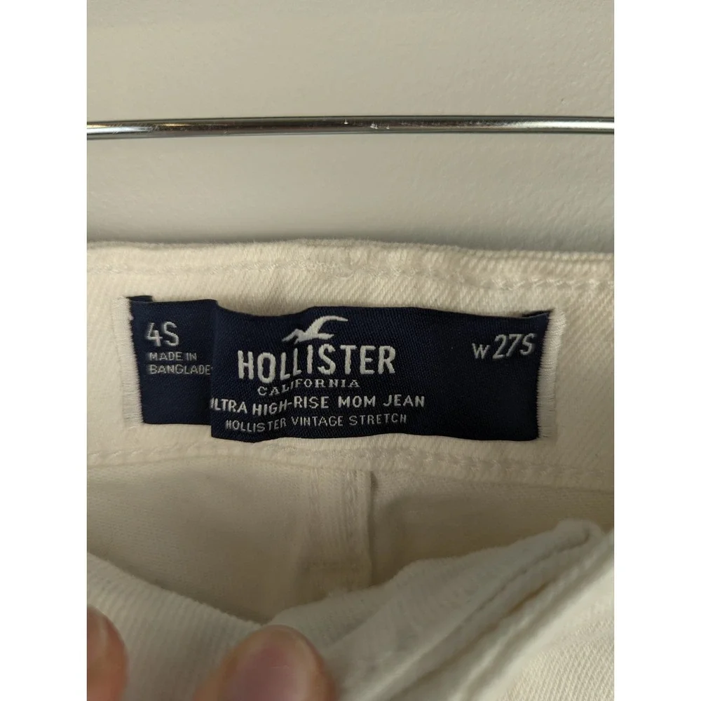 Hollister Women's Ultra High Rise Mom Jeans 4S White Vintage Stretch Denim W27S‎